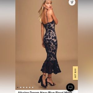 Trumpet navy blue floral dress